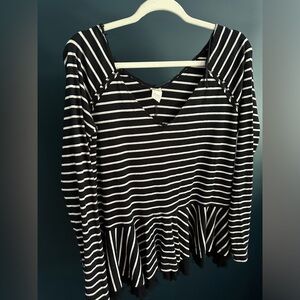 Black and white stripped Free People Babydoll top size small